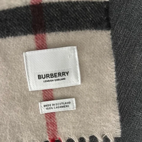 Burberry Classic Check Scarf in Cream, Black, and Red - Picture 2 of 3